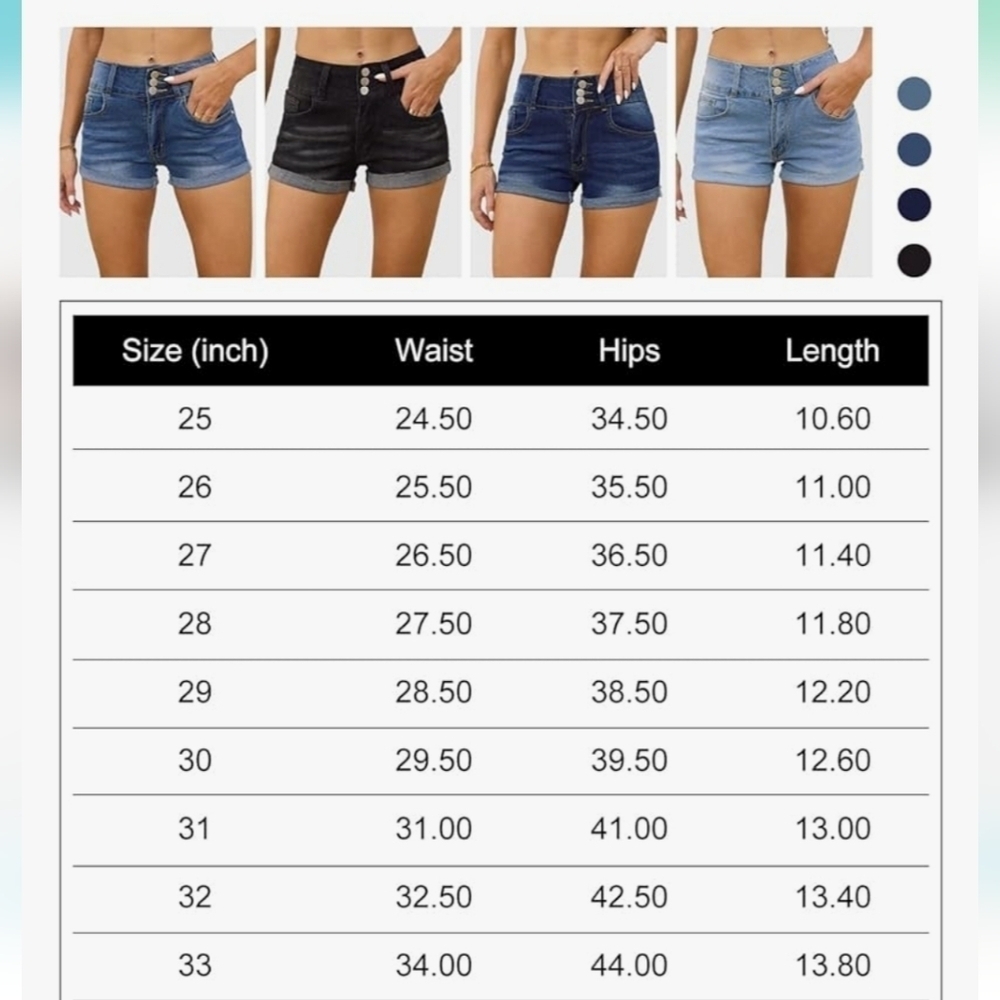 BWQ Womens Black High Waisted Denim Stretch Short NWT Size 33 - Picture 6 of 9